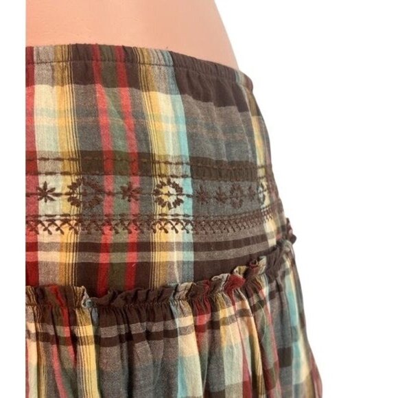 Vintage Old Navy Pink Plaid Tiered Ruffle Hem Mini Skirt - Picture 12 of 13